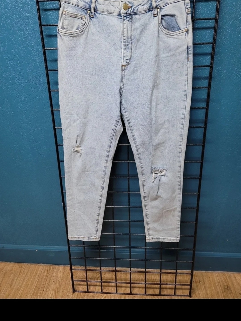 Cotton On Light Blue Ankle Crop Distressed Jeans